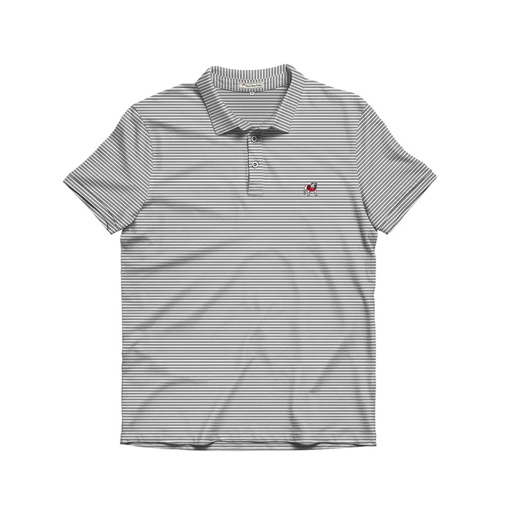 Peach State Pride Youth UGA Standing Dawg Charcoal and White Heathered Jasmine Performance Polo