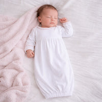 Magnolia Baby Baby Joy Pink Crochet Trim Gathered Gown