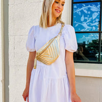 Caroline Hill Charlotte Quilted Belt Bag- 24K Gold