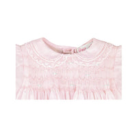 Fully Smocked Dress with Lace - Pink