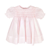 Fully Smocked Dress with Lace - Pink