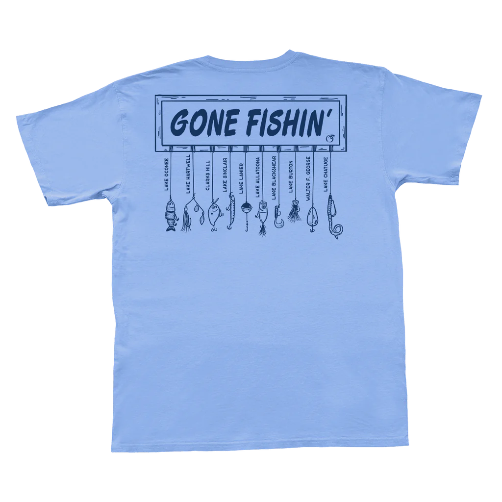 Peach State Pride Gone Fishin' Youth SS Pocket Tee Barrier Blue