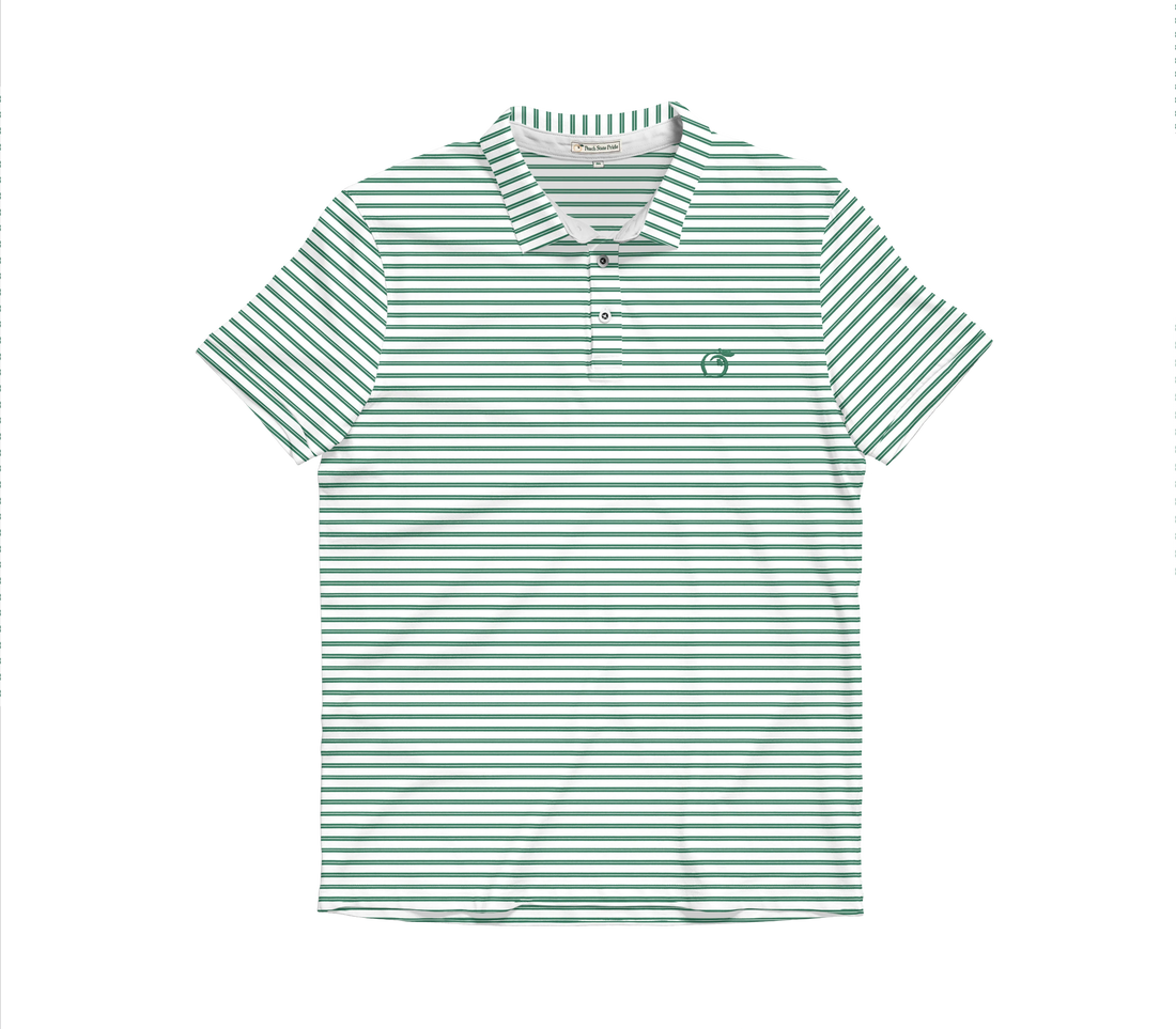 Peach State Heathered Laurel Pine Green & White Performance Polo