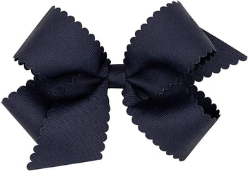 Wee Ones King Bow with Scallop Edge- Navy