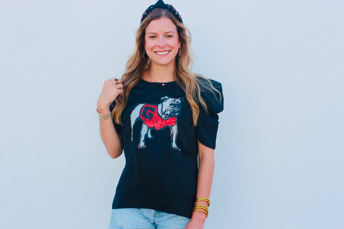 Georgia Sequin Puff Sleeve Shirt