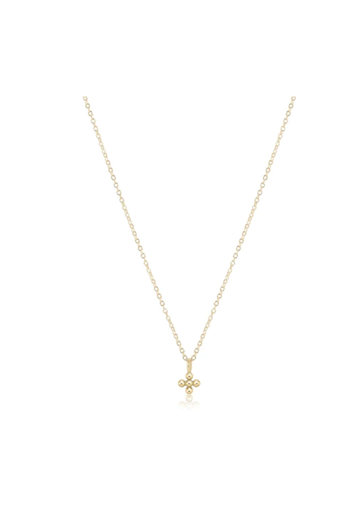 ENewton "16" Necklace Gold Classic Beaded Signature Cross Small Gold Charm