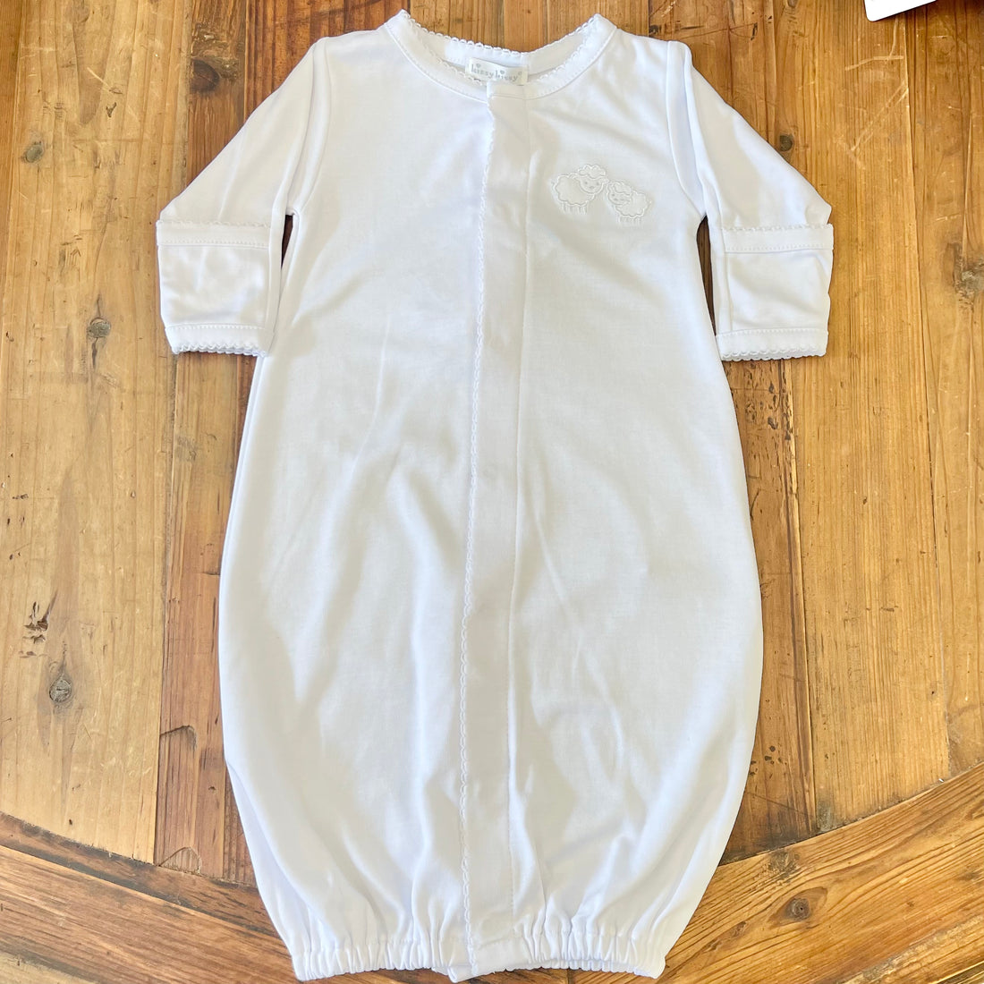 Kissy Kissy White Pique Sweetest Conv-Gown Embroidered Sheep