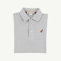 Beaufort Bonnet Prim and Proper Polo LS Pima - Grantley Gray Stripe/Gray Bay Brown
