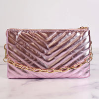 Caroline Hill Sherman Quilted Crossbody - Metallic Rose