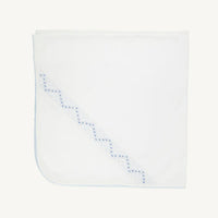 Beaufort Bonnet Sweetly Smocked Blessing Blanket - Worth Ave White/Buckhead Blue/Park City Periwinkle