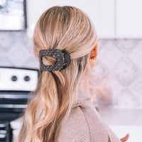 Teleties Truly Taupe Quilted Medium Flat Round Hair Clip