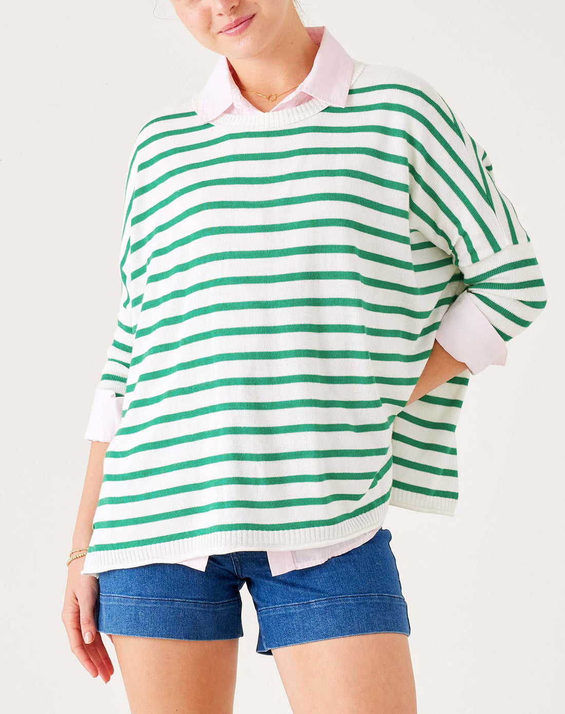 MerSea Catalina Crewneck Sweater - Kelly Green Stripe