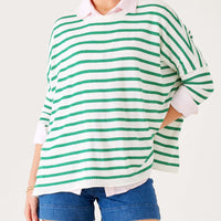 MerSea Catalina Crewneck Sweater - Kelly Green Stripe