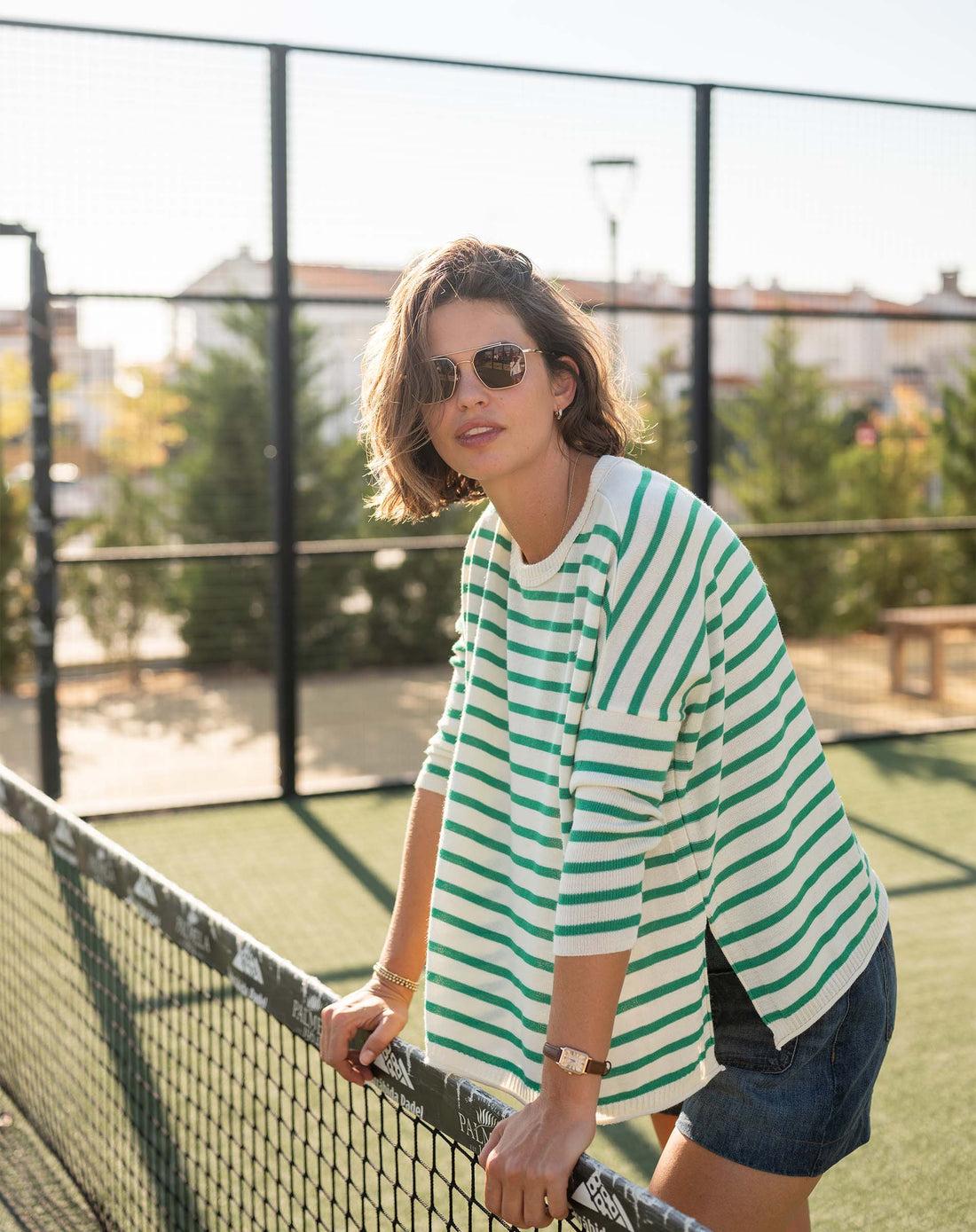 MerSea Catalina Crewneck Sweater - Kelly Green Stripe