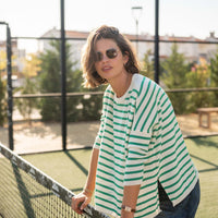 MerSea Catalina Crewneck Sweater - Kelly Green Stripe