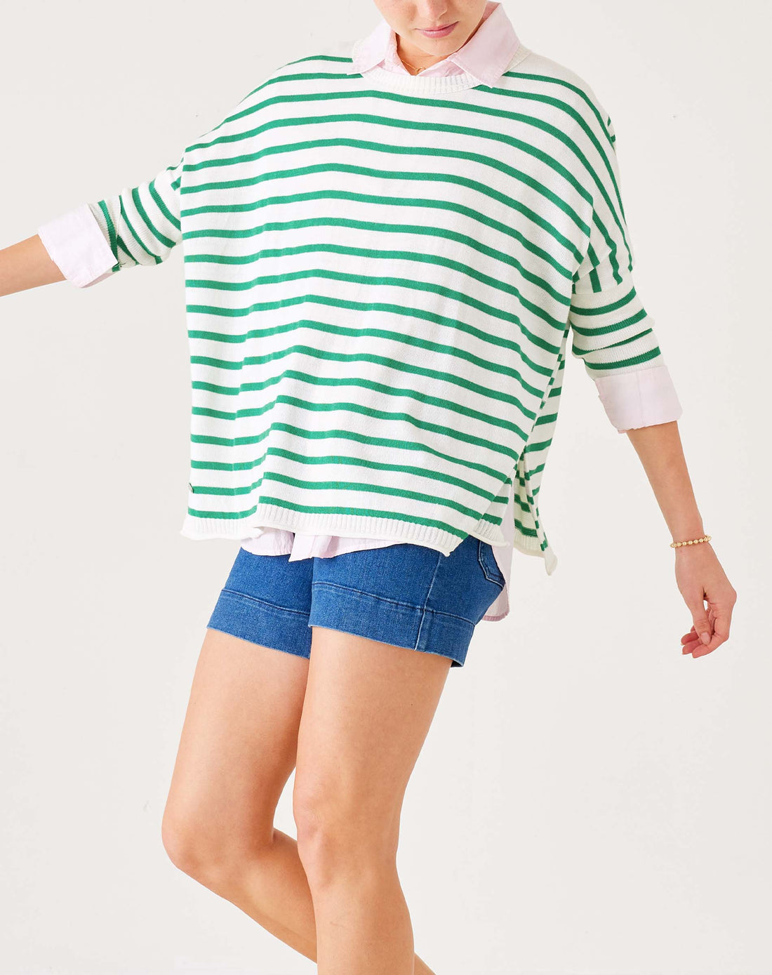 MerSea Catalina Crewneck Sweater - Kelly Green Stripe