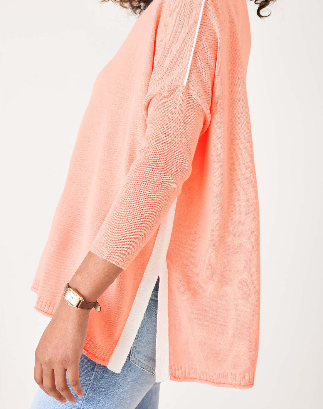 MerSea Catalina Crewneck Sweater - Peach/White Contrast