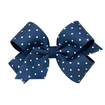 Wee Ones Mini Dot Bow- Navy with White