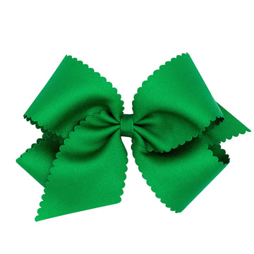 Wee Ones Medium Bow with Scallop Edge- Green