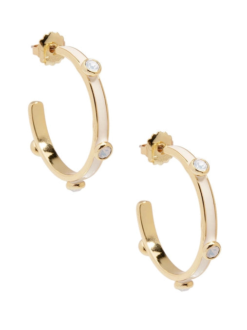 Enamel Hoop Earring with Crystals - Hot Pink