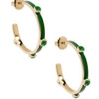 Enamel Hoop Earring with Crystals - Cream