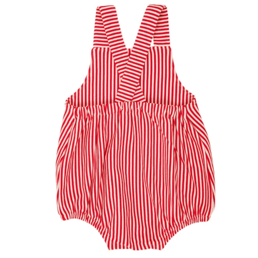 Beaufort Bonnet Stillman Sunsuit- Richmond Red Stripe With Sailboat Applique