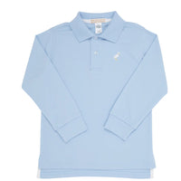 Beaufort Bonnet Long Sleeve Prim & Proper Polo- Beale Street Blue With Multicolor Stork