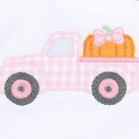 Magnolia Baby Pink Pumpkin Picking Applique Ruffle SS Bubble