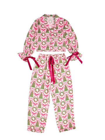 Simply Southern Youth Long Sleeve Pajama Set - Holiday Greenery