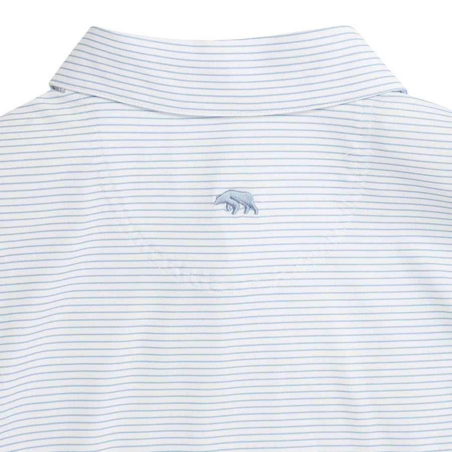 Onward Reserve Heathered Birdie Stripe Performance Polo- Dusty Blue