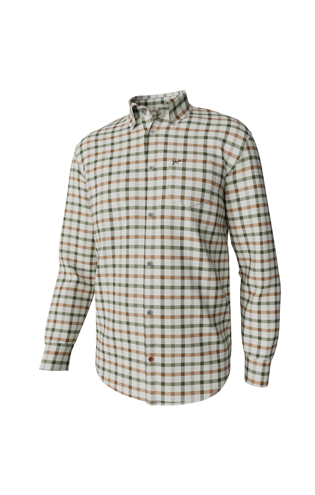 Southern Point Youth Hadley Luxe Long Sleeve Button Down- Burke Tattersall - Cypress