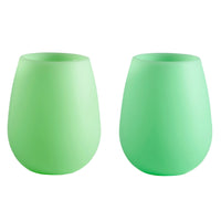 Porter Green Silicone Stemless Wine Glasses - Gerbera + Leaf