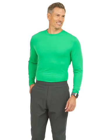 Men's Long Sleeve Crewneck Tee Shirt Kelly Green