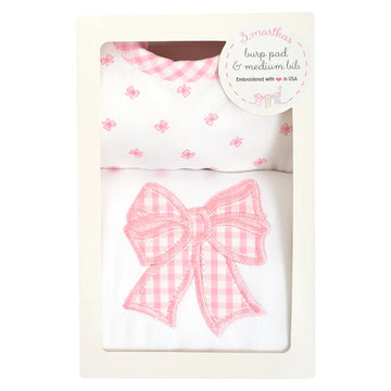 3 Marthas Bib and Burp Box Set-Pink Bow