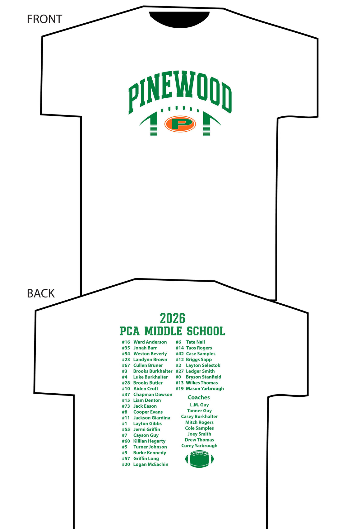 PCA Middle School Football T-shirt