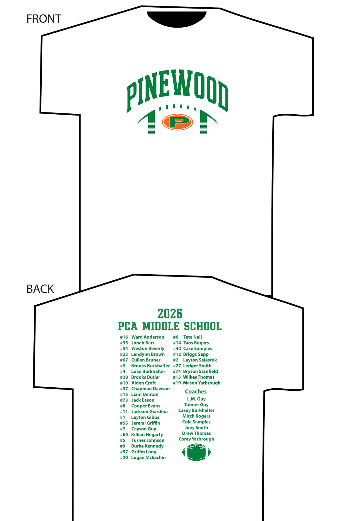 PCA Middle School Football T-shirt