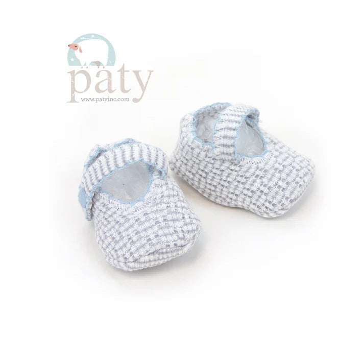 Paty Crib Shoes Gray with Blue Trim