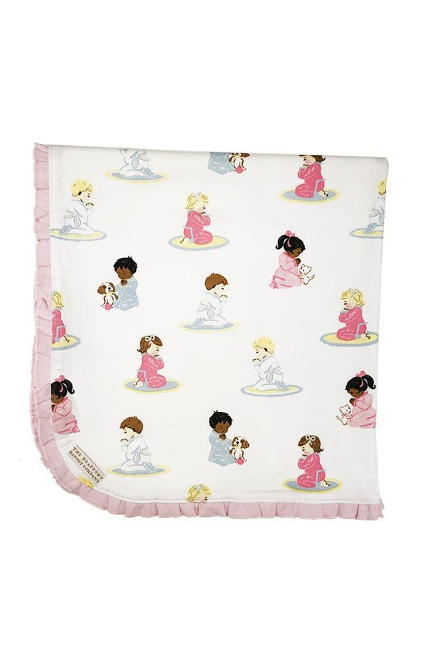 Beaufort Bonnet Baby Buggy Blanket- Patience and Prayer With Palm Beach Pink