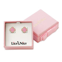 Lily Nily Pink Clover Stud Earrings