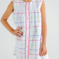 Beaufort Bonnet Tabitha Teacher's Pet Dress - Water Street Windowpane/Worth Ave White