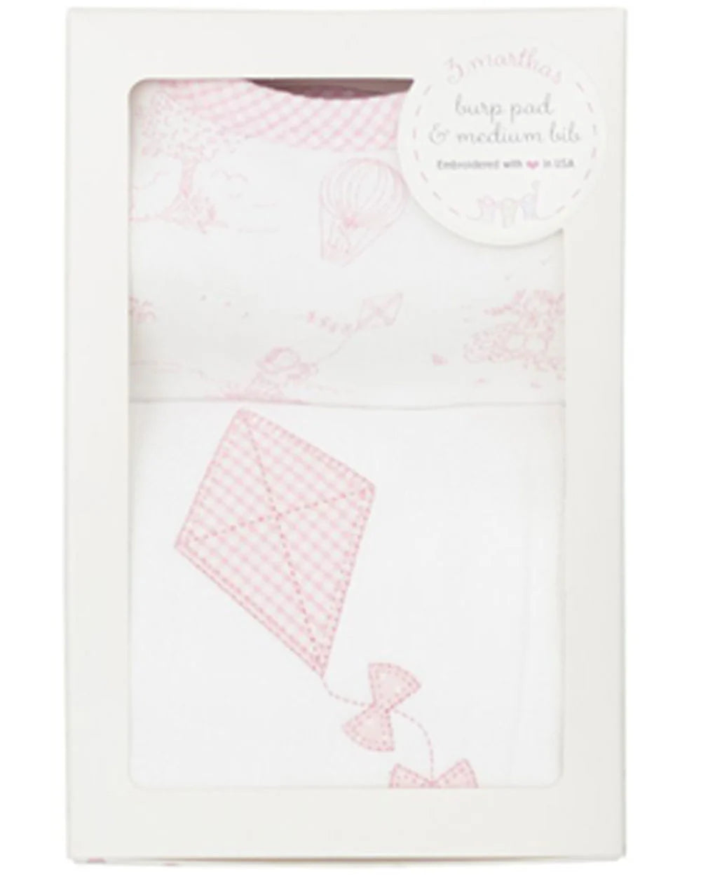 3 Marthas Bib and Burp Box Set-Pink Kite