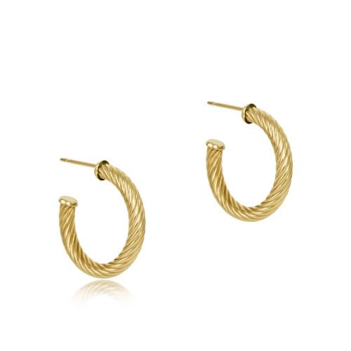 Enewton Round Gold 1.125" Post Hoop Earrings 4mm - Textured Twist