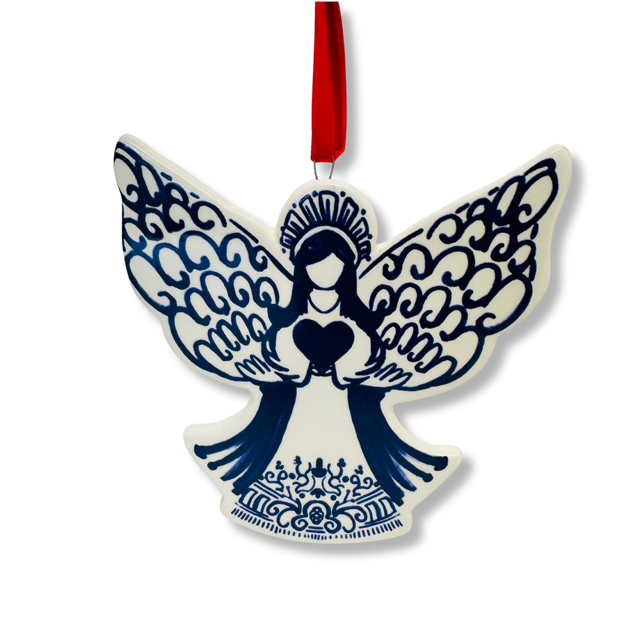 TradeCie Ceramic Angel Blue and White Ornament