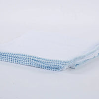 Swaddle Baby Blanket with PomPom Edge - White with Light Blue
