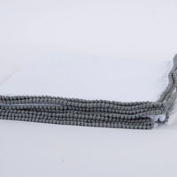 Swaddle Baby Blanket with PomPom Edge - White with Grey