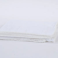 Swaddle Baby Blanket with PomPom Edge - White