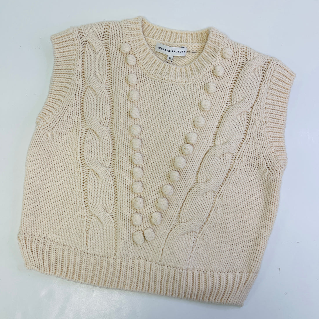 Mixed Media Cable Sweater Cream