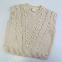 Mixed Media Cable Sweater Cream