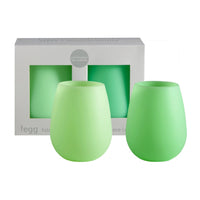 Porter Green Silicone Stemless Wine Glasses - Gerbera + Leaf