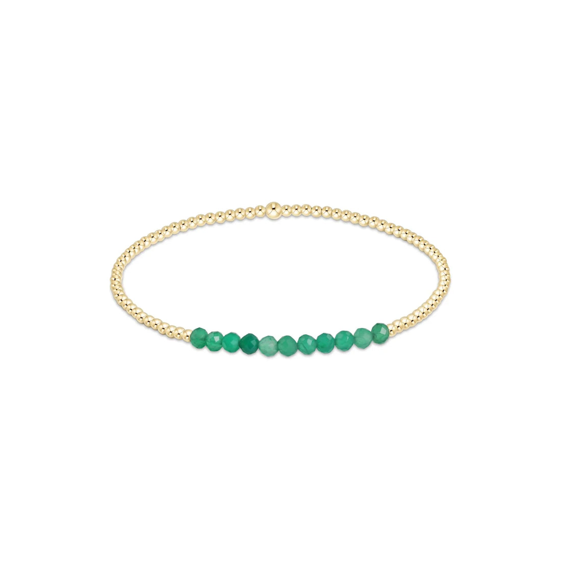 Enewton Gold Bliss 2mm Bead Bracelet - Green Onyx